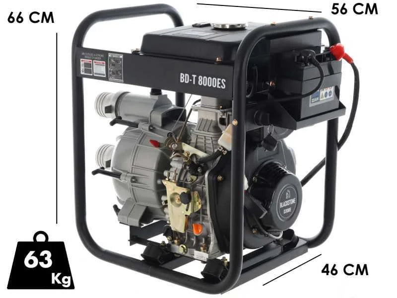 Dieselmotorpumpe Blackstone BD-T 8000ES für Schmutzwasser mit 80 mm Anschlüssen – Euro 5
